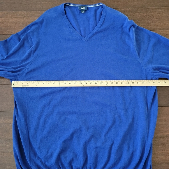 Cutter & Buck Lakemont Tri-Blend Men's Blue V-Neck Pullover Sweater Size 3X Tall - Picture 6 of 9